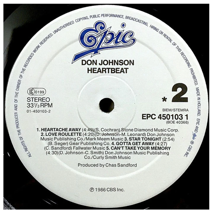 DON JOHNSON - HEARTBEAT / VINILO USADO 8