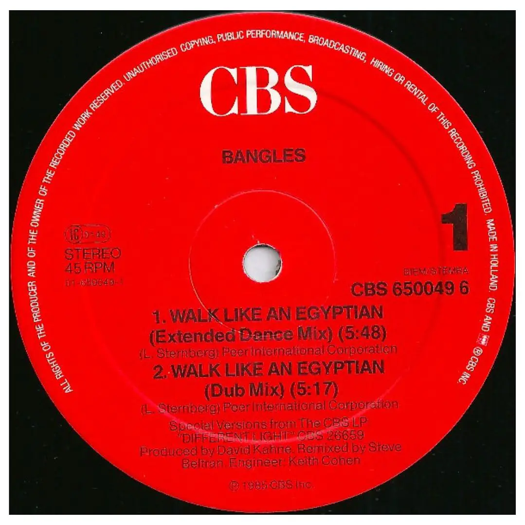 BANGLES - WALK LIKE AN EGYPTIAN / 12