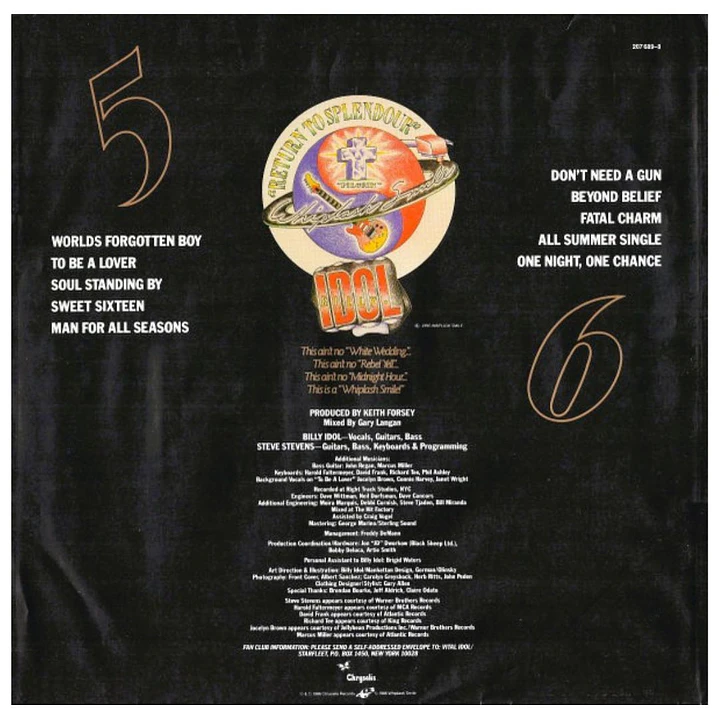 BILLY IDOL - WHIPLASH SMILE / VINILO USADO  4