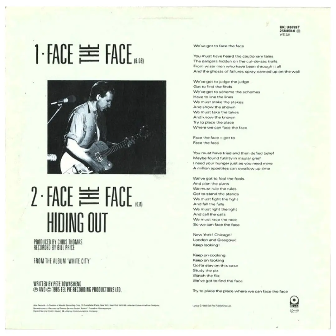 PETE TOWNSHEND - FACE THE FACE / 12