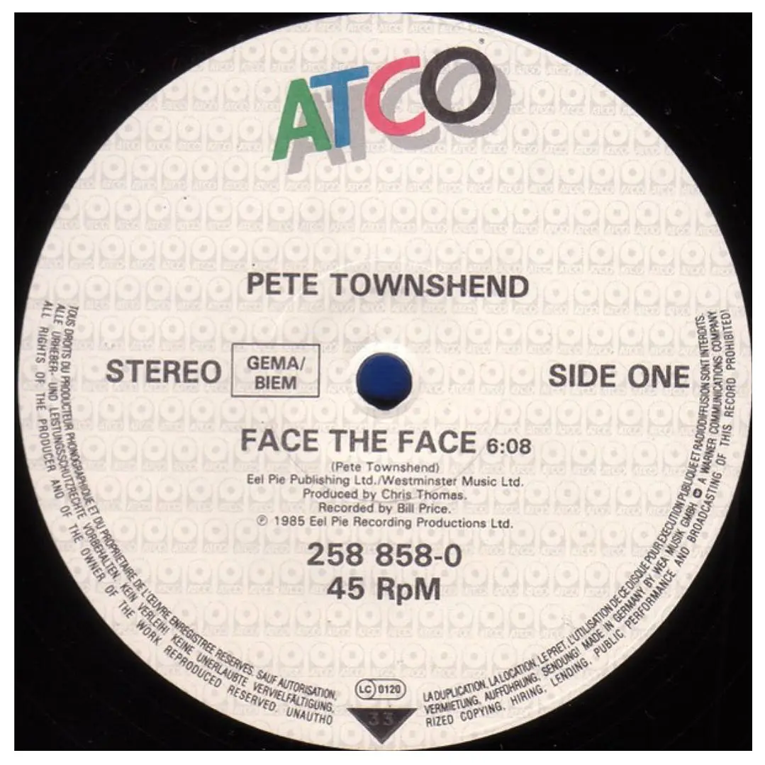 PETE TOWNSHEND - FACE THE FACE / 12