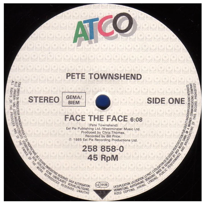PETE TOWNSHEND - FACE THE FACE / 12