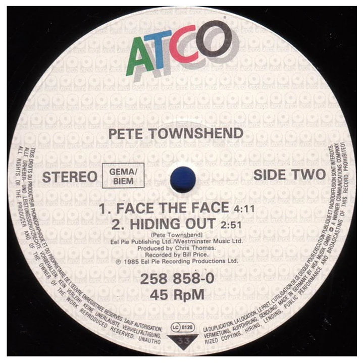 PETE TOWNSHEND - FACE THE FACE / 12
