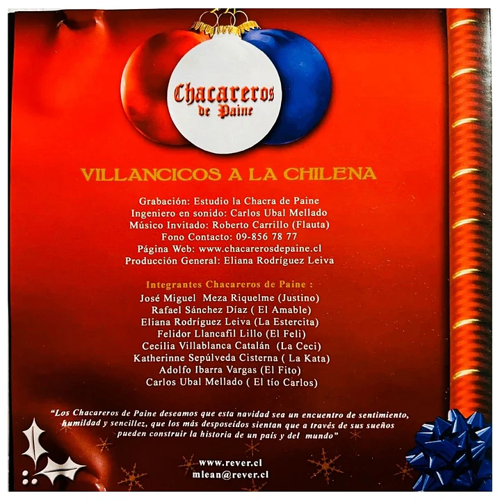 CHACAREROS DE PAINE - VILLANCICOS A LA CHILENA / CD 4