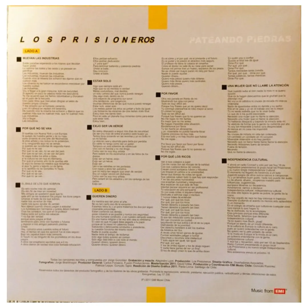 LOS PRISIONEROS - PATEANDO PIEDRAS / VINILO 5