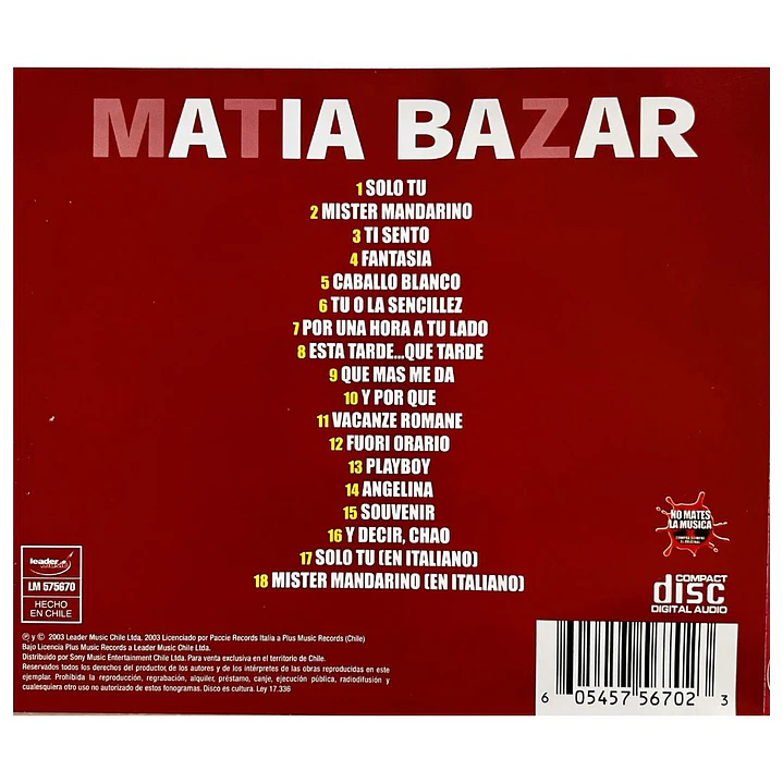 MATIA BAZAR - 18 GRANDES EXITOS / CD USADO 2