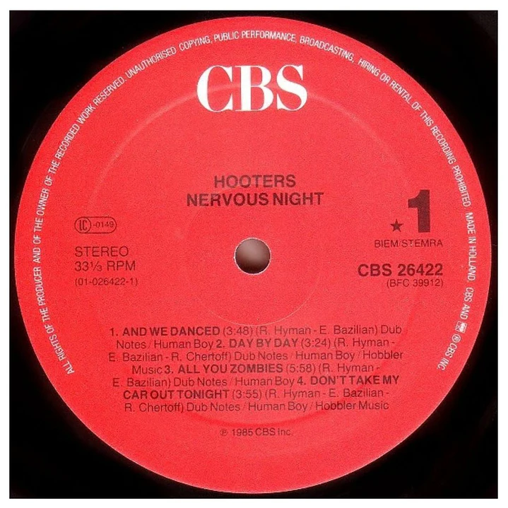 HOOTERS - NERVOUS NIGHT / VINILO USADO 6