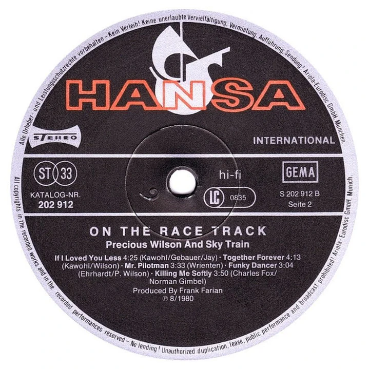 PRECIOUS WILSON - ON THE RACE TRACK / VINILO USADO 6