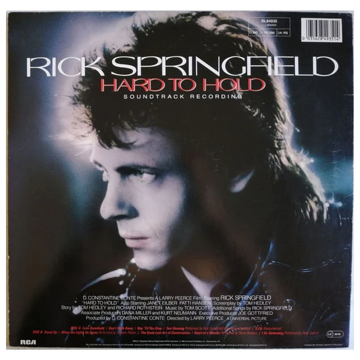 RICK SPRINGFIELD - HARD TO HOLD - SOUNDTRACK / VINILO USADO 2