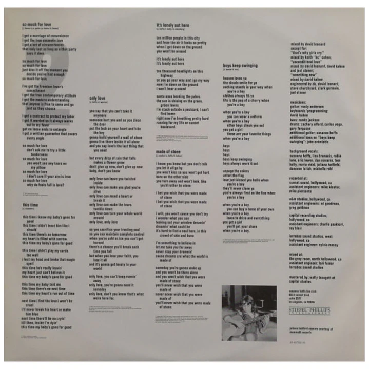 SUSANNA HOFFS - WHEN YOU'RE A BOY / VINILO USADO 3