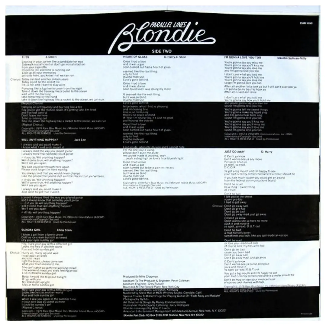 BLONDIE - PARALLEL LINES / VINILO USADO 4