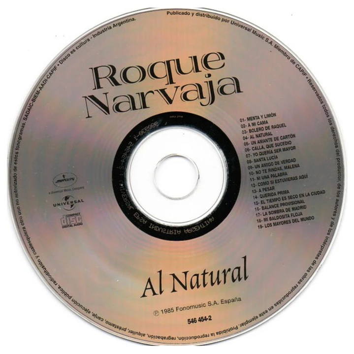 ROQUE NARVAJA - AL NATURAL: EXITOS / CD USADO 3