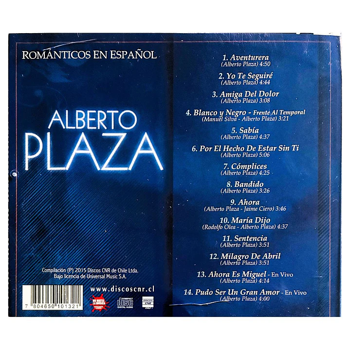 ALBERTO PLAZA - ROMANTICOS EN ESPAÑOL / CD USADO 2