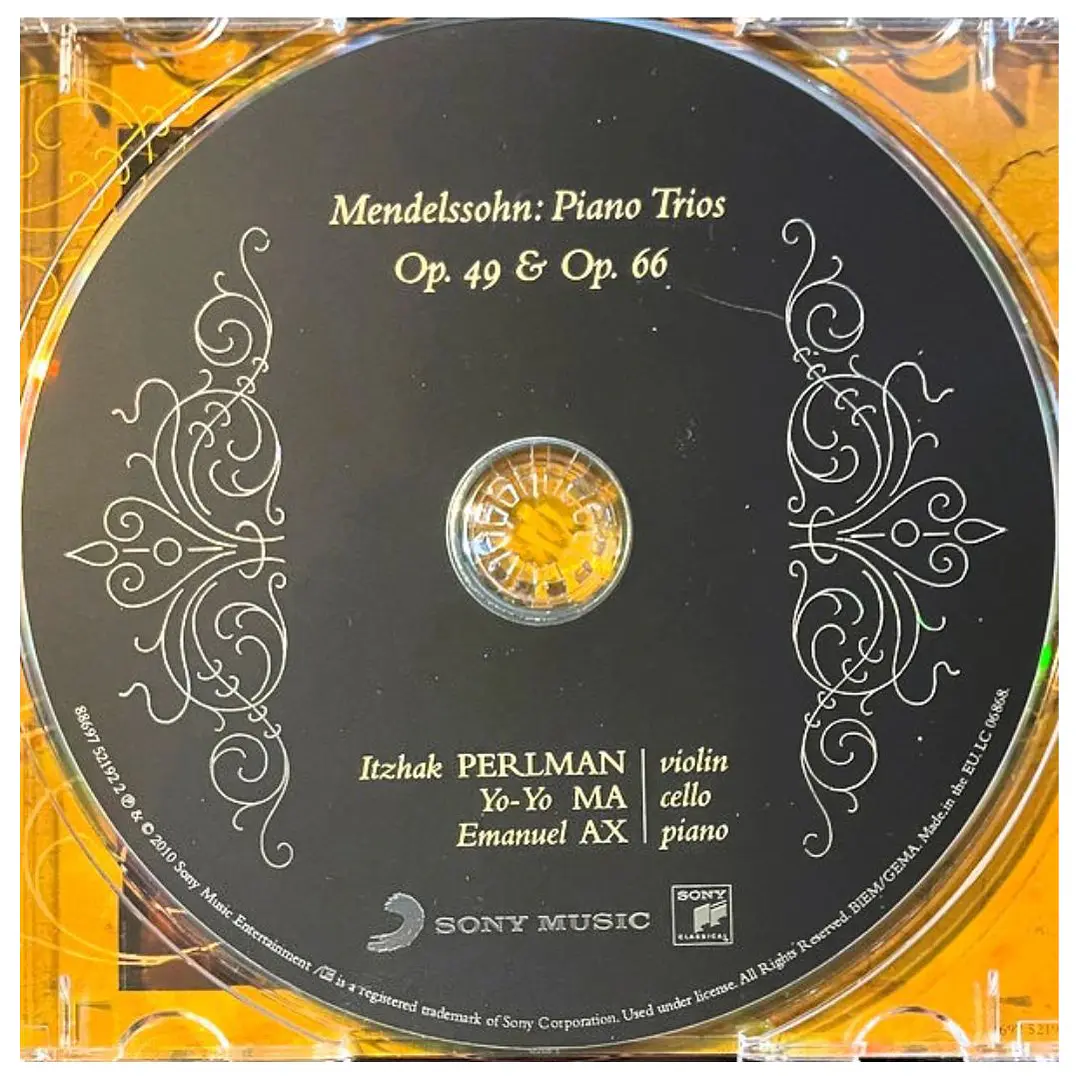 EMANUEL AX/YO-YO MA/ITZHAK PERLMAN - MENELSSOHN PIANO TRIOS / CD USADO 3