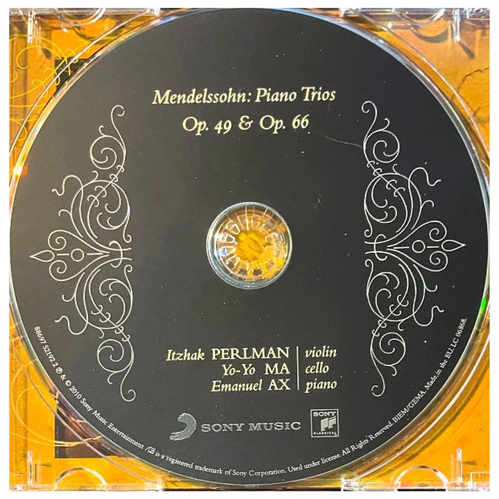 EMANUEL AX/YO-YO MA/ITZHAK PERLMAN - MENELSSOHN PIANO TRIOS / CD USADO 3