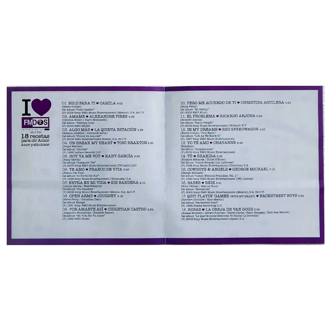 I LOVE FM2 - 18 RECETAS PARA OIR AMOR AMOR Y SOLO AMOR / CD USADO 5