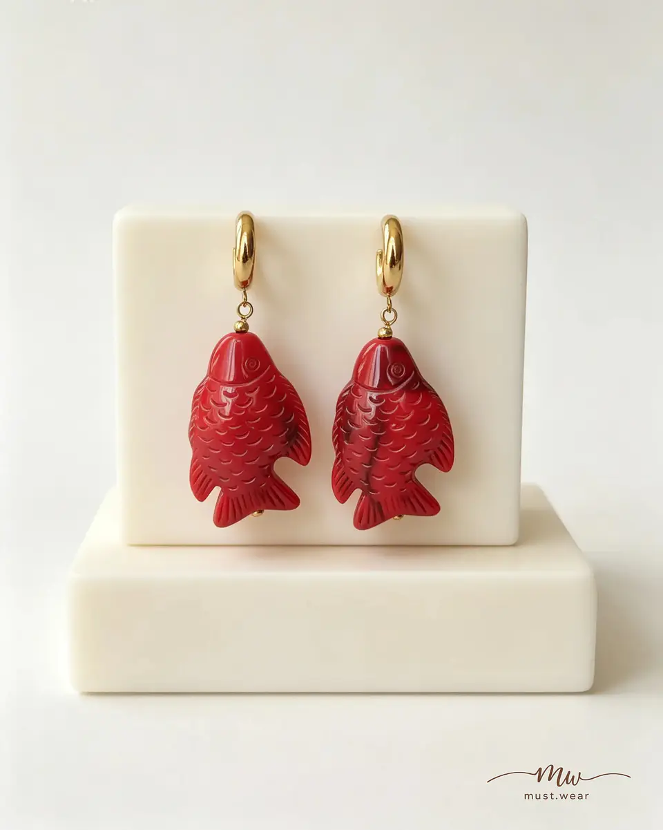 Brincos Maré Alta Brincos vermelho  1