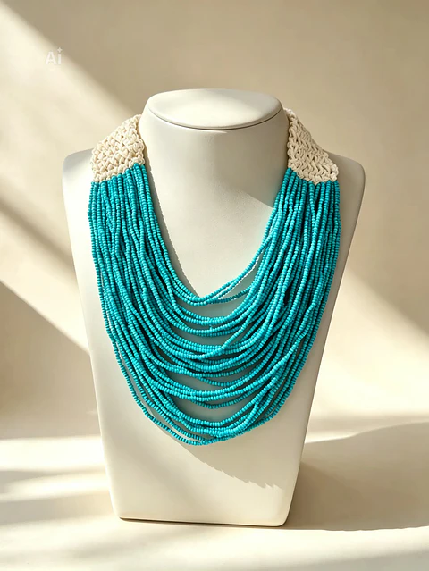 Colar Cascata azul