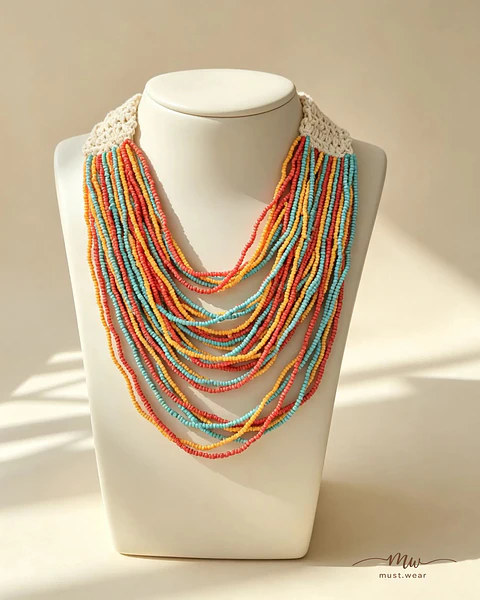 Colar Cascata multicor 