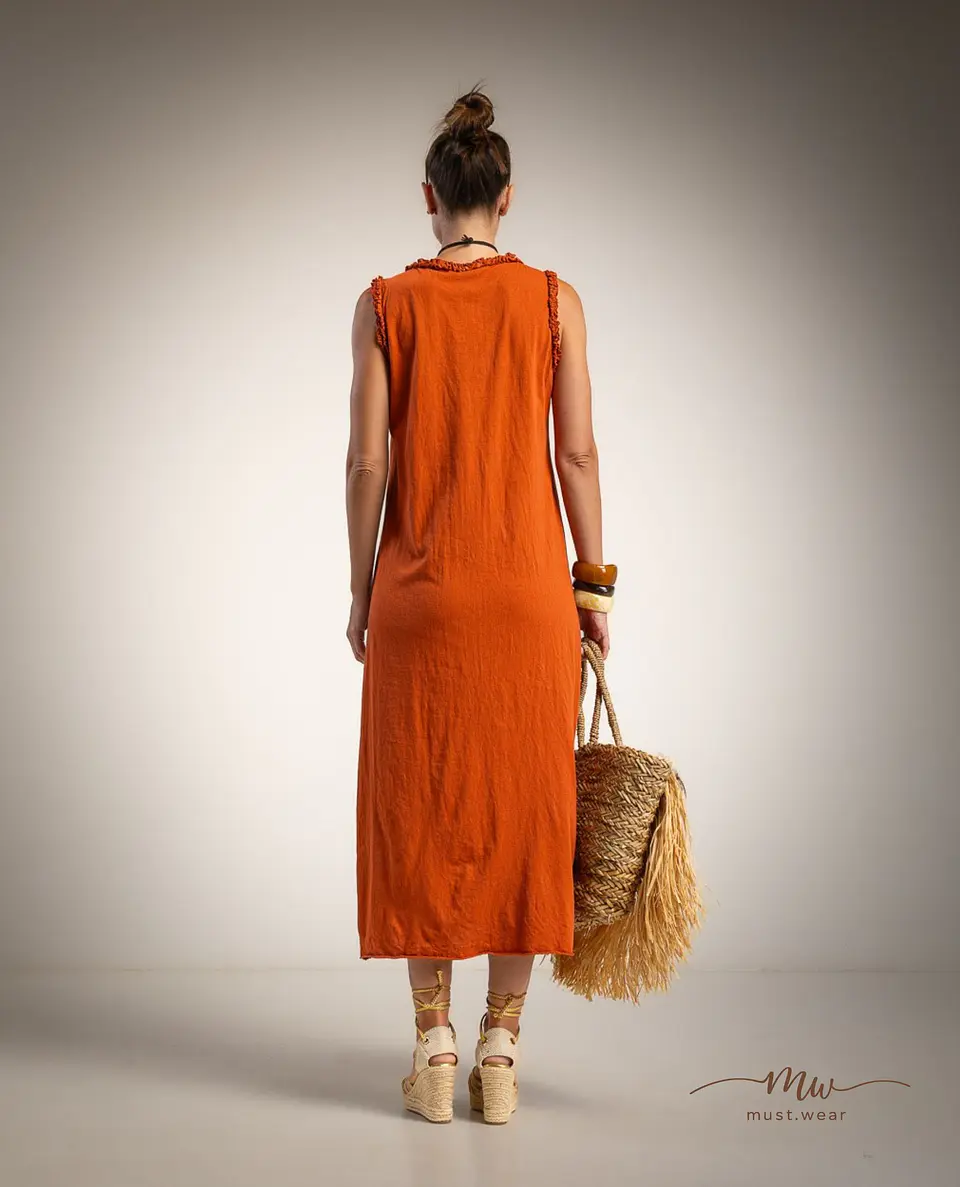 Vestido comprido em algodão Alba  3