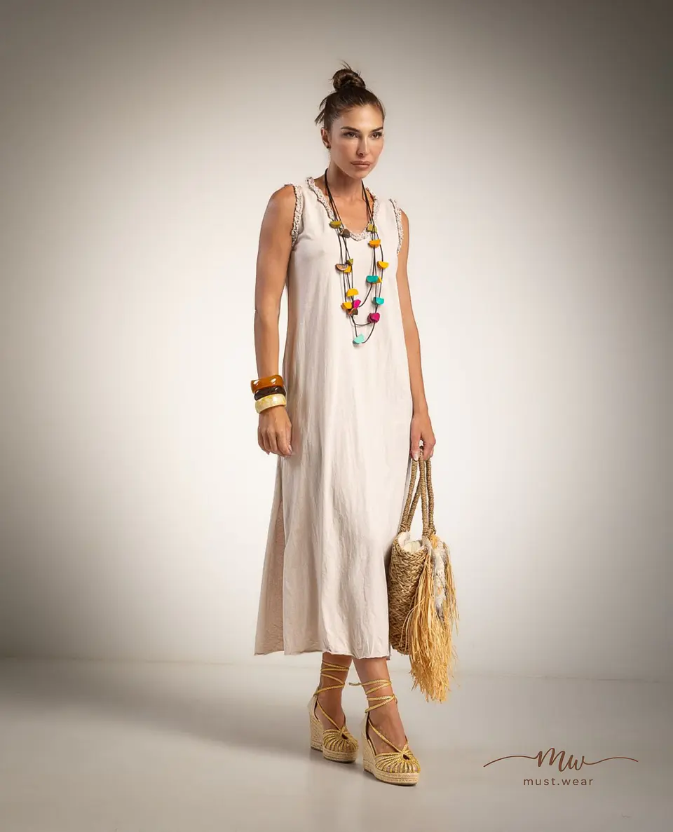 Vestido comprido em algodão Alba  2