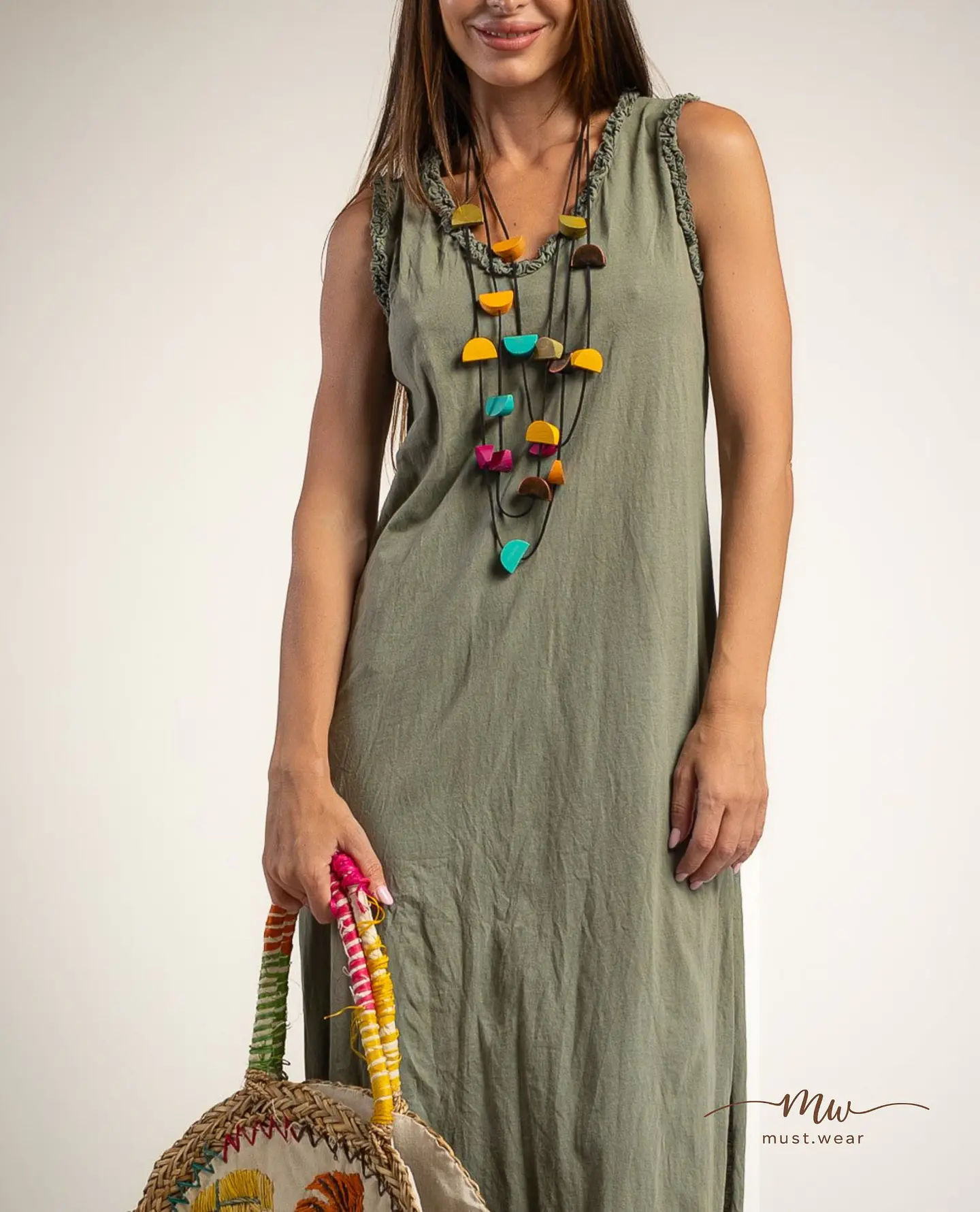 Vestido comprido em algodão Alba  2