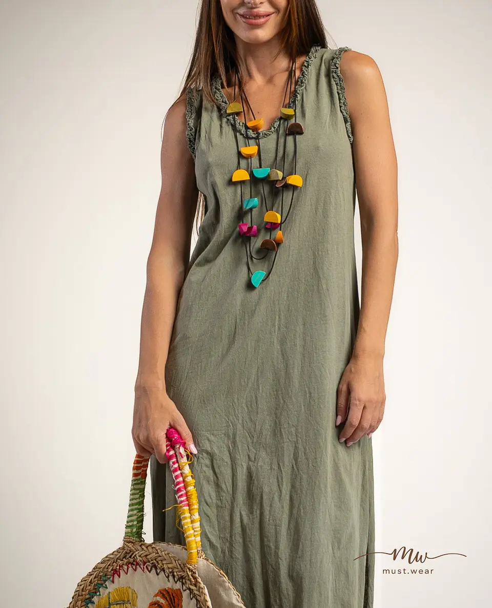 Vestido comprido em algodão Alba  2