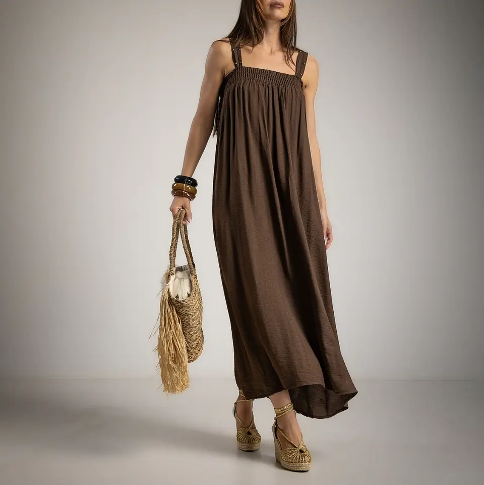 Vestido comprido franzido Nara 2