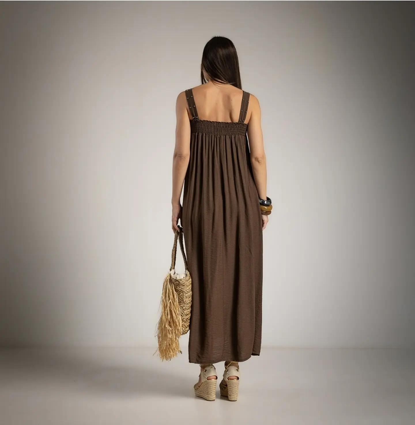 Vestido comprido franzido Nara 3