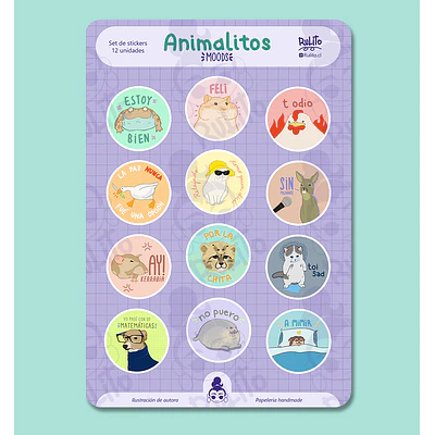 Set stickers - Animalitos moods