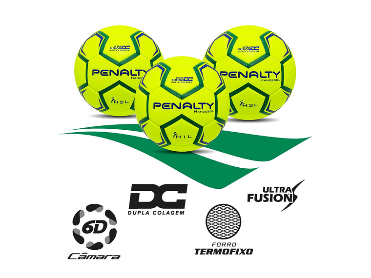 Balón de Handball Penalty Ultra Fusion H3L Verde/Amarillo 2