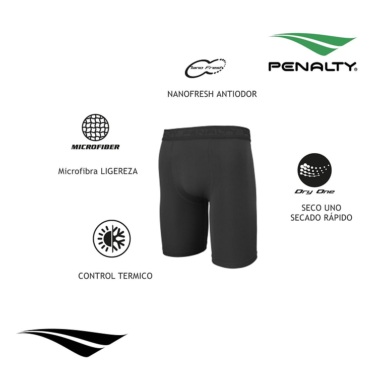 Calza Short Deportiva Penalty Skin S/Bolsillo Negro 7