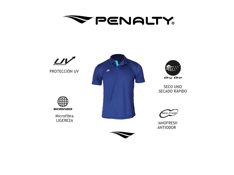 Polera Penalty Polo Br70 Uv Azul 6