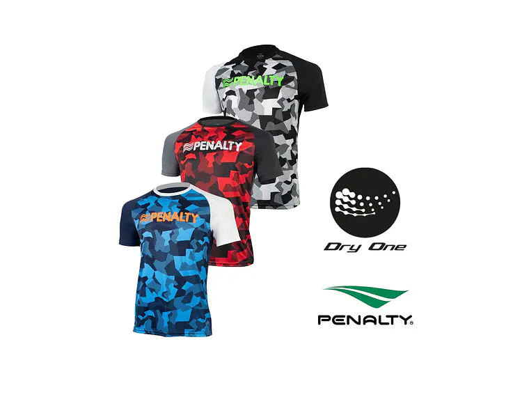 Polera Penalty Camuflaje Negro Rojo 10