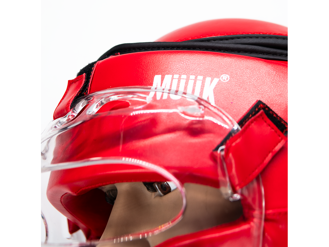 Cabezal De Artes Marciales Con Mica Muuk Rojo 3