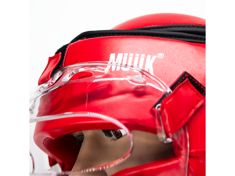 Cabezal De Artes Marciales Con Mica Muuk Rojo 3