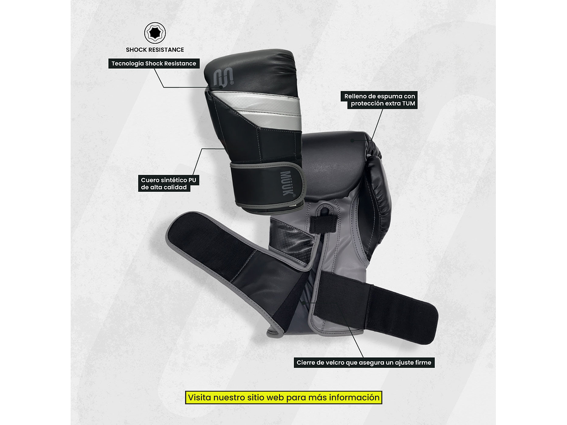 Guante De Box Muuk PU K.O. Negro-Gris 12