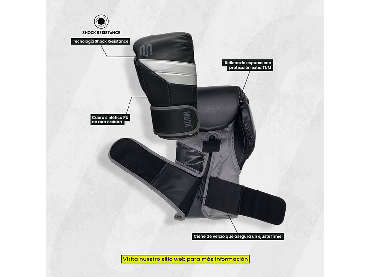 Guante De Box Muuk PU K.O. Negro-Gris 12