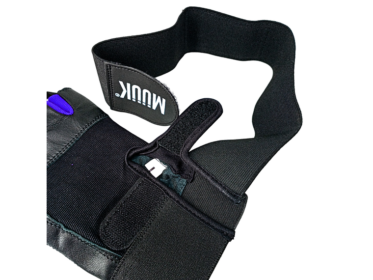 Guante de Pesas Cuero Muuk  Negro-Azul 5