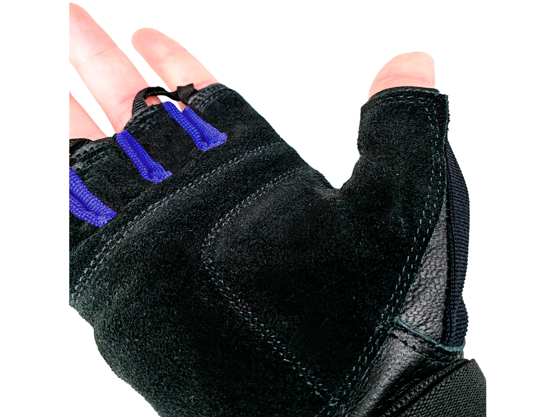 Guante de Pesas Cuero Muuk  Negro-Azul 7