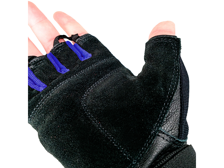 Guante de Pesas Cuero Muuk  Negro-Azul 7