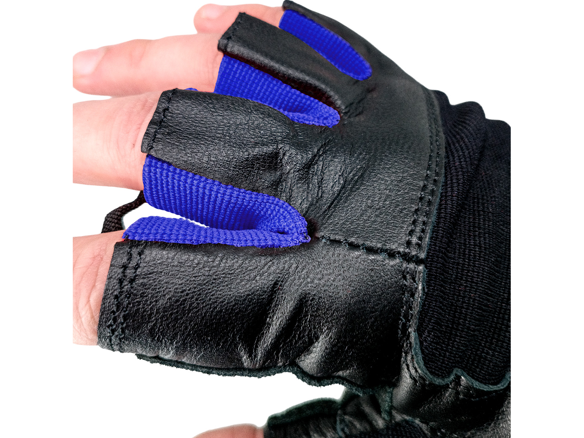 Guante de Pesas Cuero Muuk  Negro-Azul 8