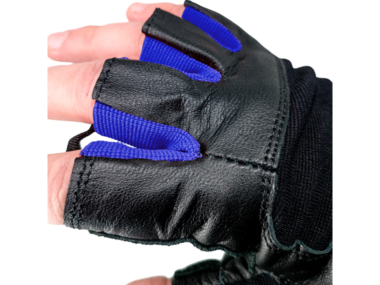 Guante de Pesas Cuero Muuk  Negro-Azul 8