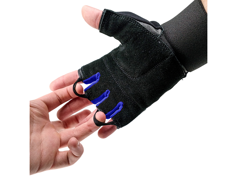 Guante de Pesas Cuero Muuk  Negro-Azul 4