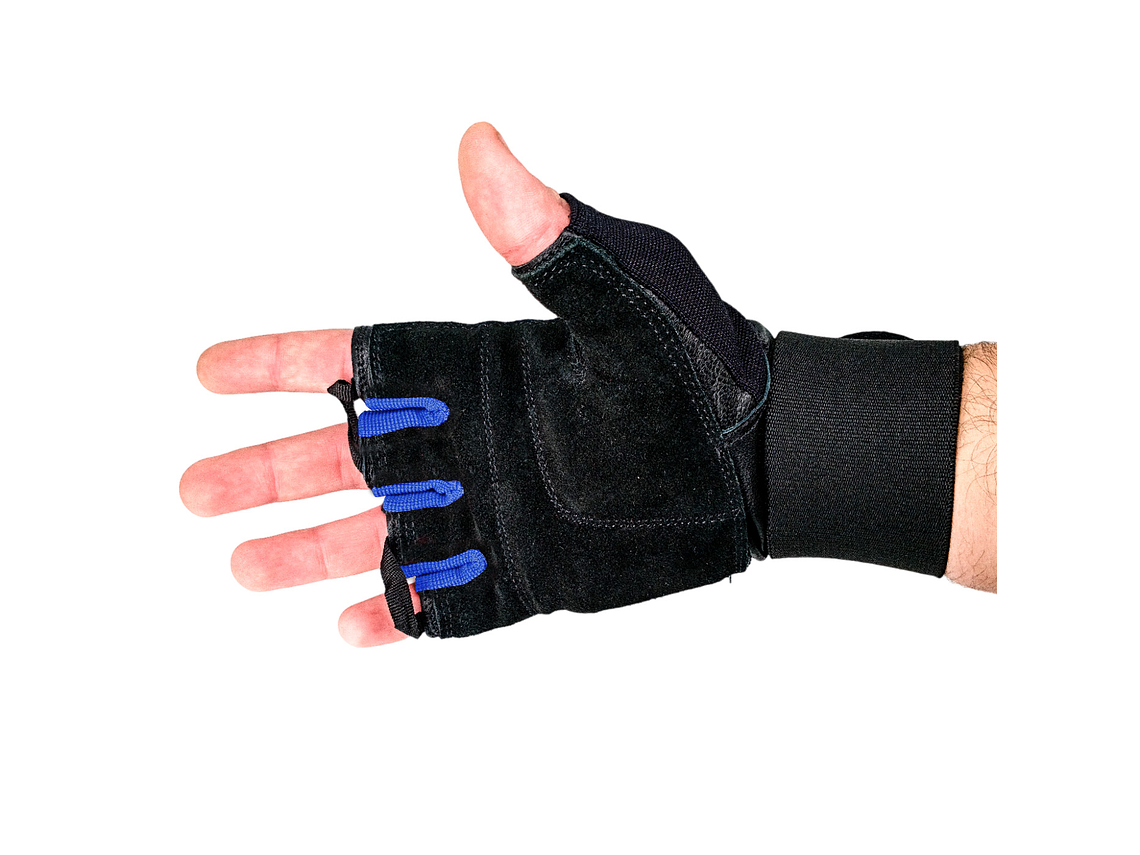 Guante de Pesas Cuero Muuk  Negro-Azul 3