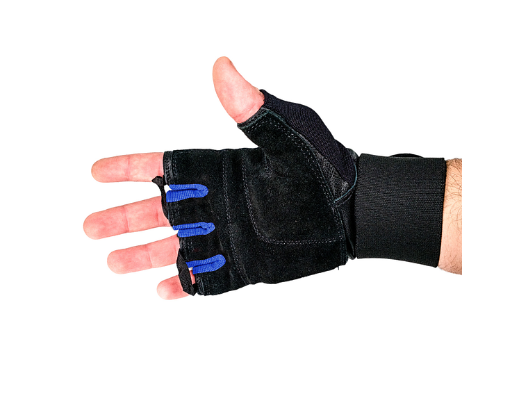 Guante de Pesas Cuero Muuk  Negro-Azul 3