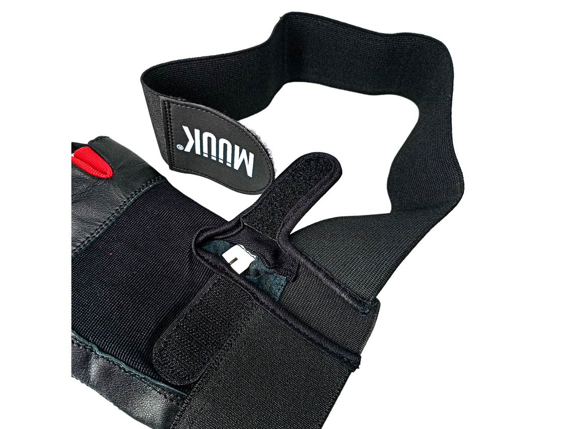 Guante de Pesas Cuero Muuk Negro-Rojo 5