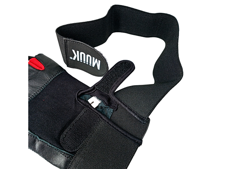 Guante de Pesas Cuero Muuk Negro-Rojo 5