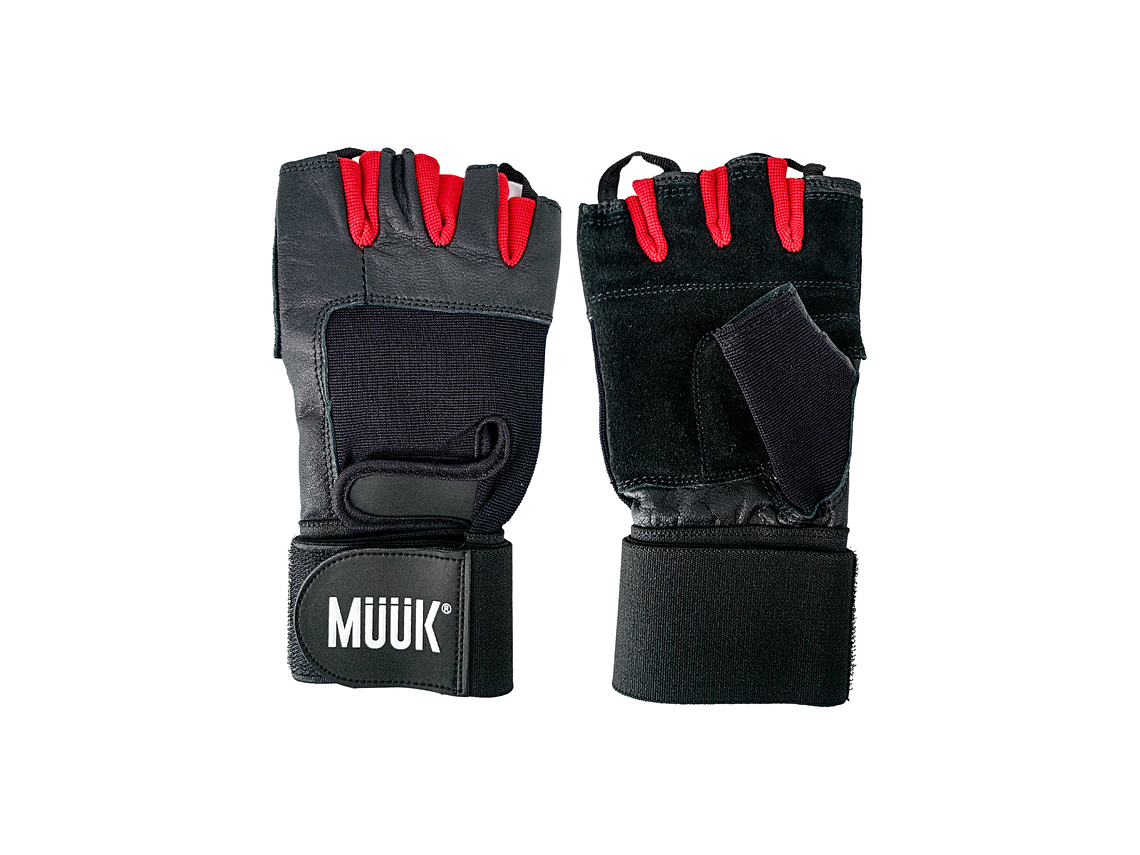 Guante de Pesas Cuero Muuk Negro-Rojo 1