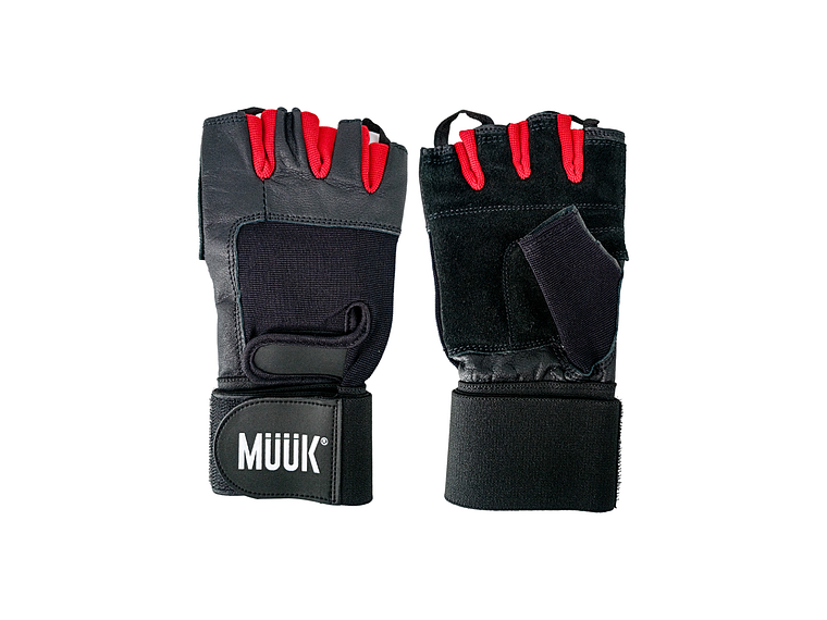 Guante de Pesas Cuero Muuk Negro-Rojo 1